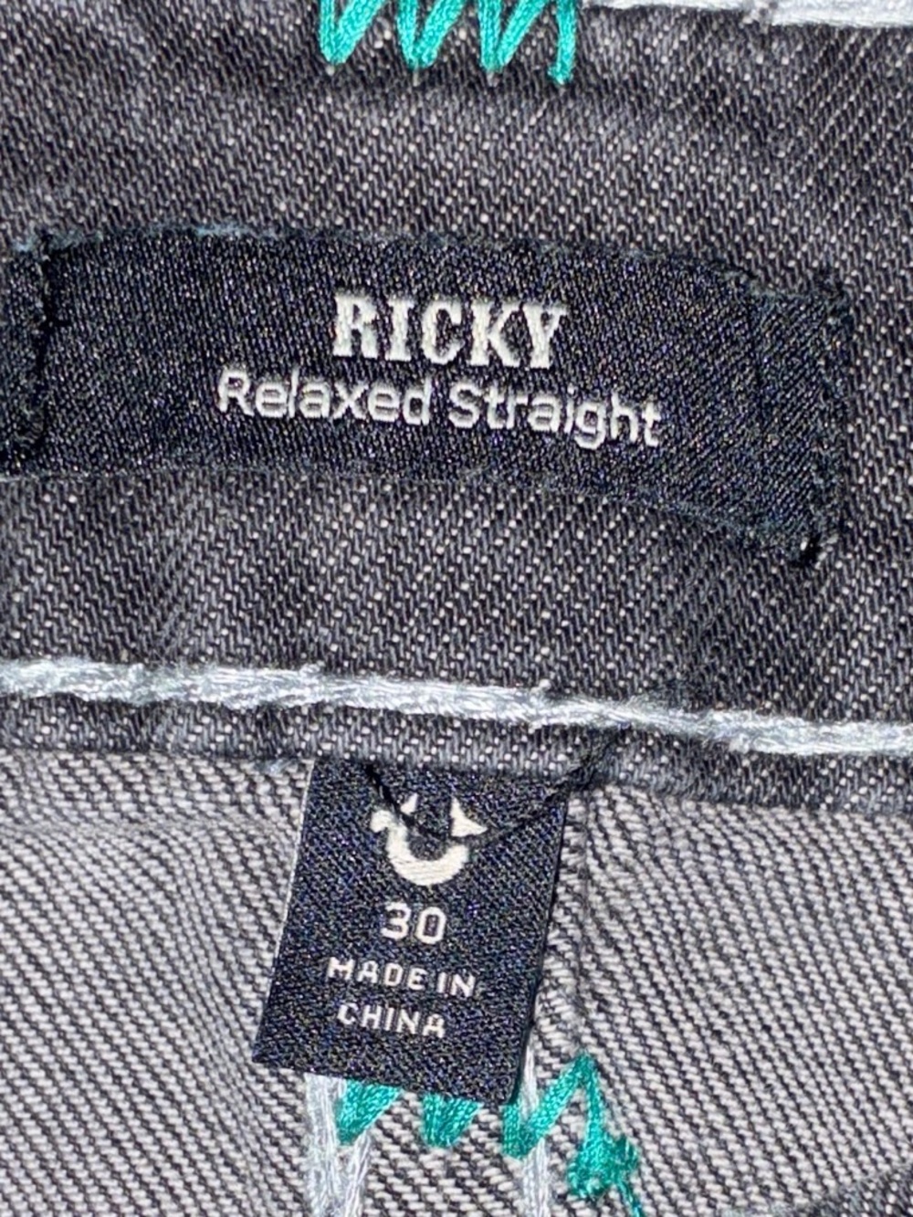 True Religion Ricky Relaxed Straight Jeans in Charcoal Gray